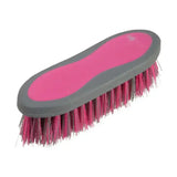 Pink and gray active groom dandy brush with dense vibrant pink bristles perfect for horse grooming