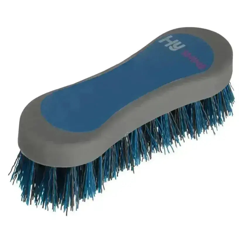 Hy sport active groom hoof brush with dense dark blue bristles and blue gray handle for equestrian active groom