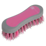 Pink and gray equestrian active groom hoof brush with soft bristles for easy horse grooming and cleaning
