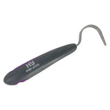 Black ergonomic handle active groom hoof pick with silver hook and hy sport active soft touch stainless design