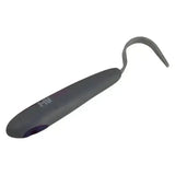 Gray plastic handled hy sport active groom hoof pick with curved soft touch stainless metal tip for easy cleaning