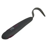Black rubber handled hy sport active groom hoof pick with curved soft touch stainless metal hook for easy cleaning