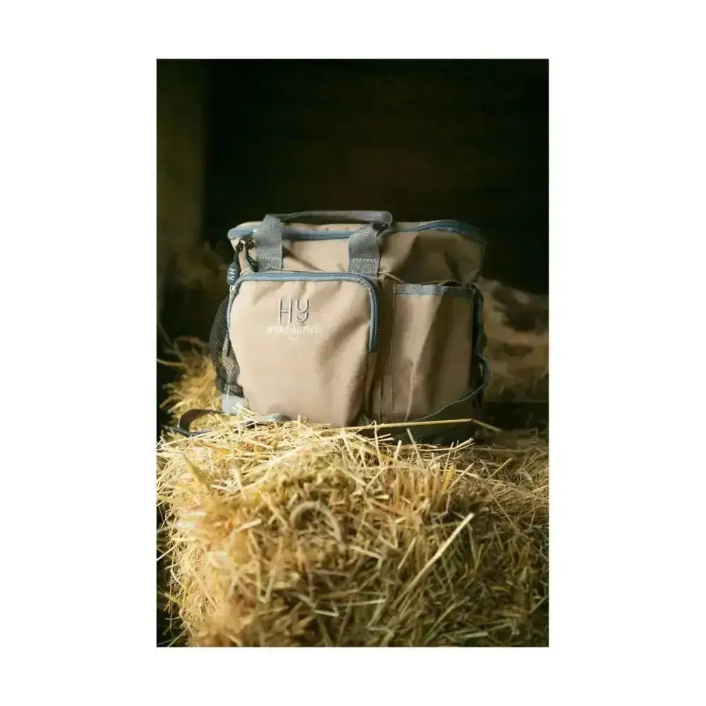 Beige hy sport active grooming bag with gray trim and handles keeps grooming essentials neat and smart colorful