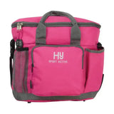 Bright pink insulated hy sport active grooming bag with gray accents and mesh pockets keeps grooming essentials neat and smart