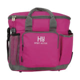 Pink and gray hy sport active grooming bag with mesh side pockets and front zippered compartment keeps essentials neat