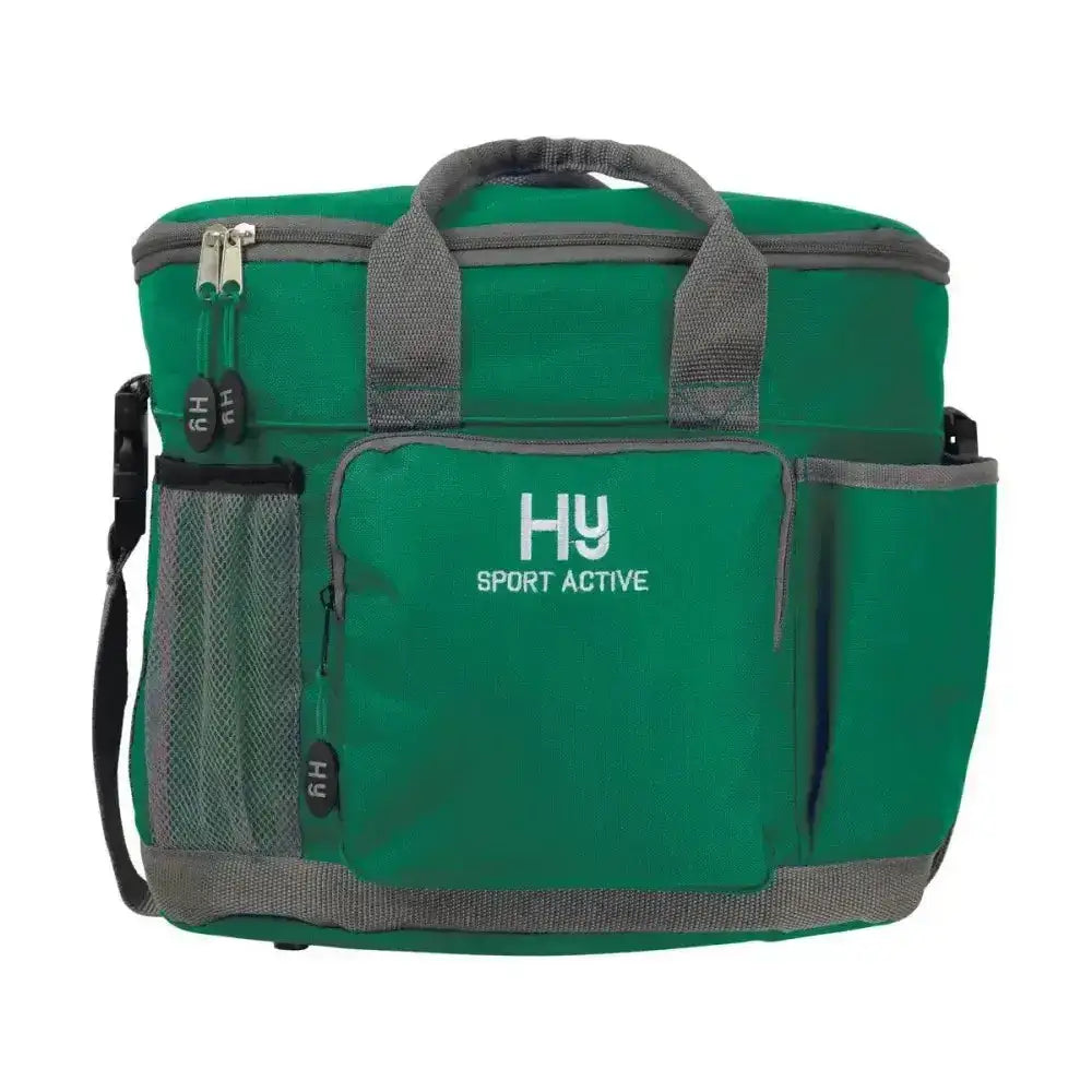 Green hy sport active grooming bag cooler with gray accents and multiple pockets for grooming essentials neat and smart