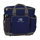 Navy blue insulated hy sport active grooming bag with gray accents and multiple compartments keeps grooming essentials neat