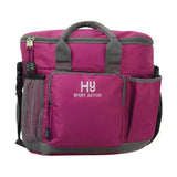 Hy sport active grooming bag in magenta and gray with mesh pocket, dual handles, and detachable shoulder strap keeps essentials neat