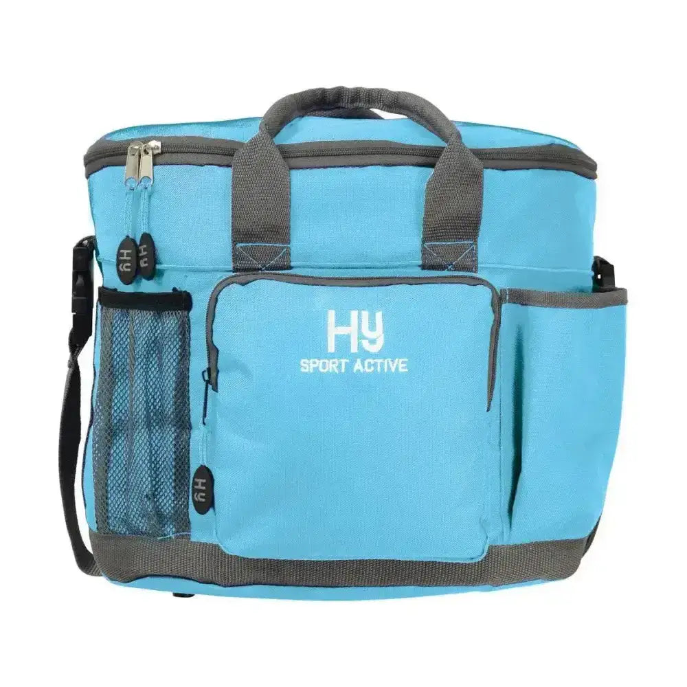 Light blue hy sport active grooming bag cooler with gray accents and multiple pockets to keep grooming essentials neat
