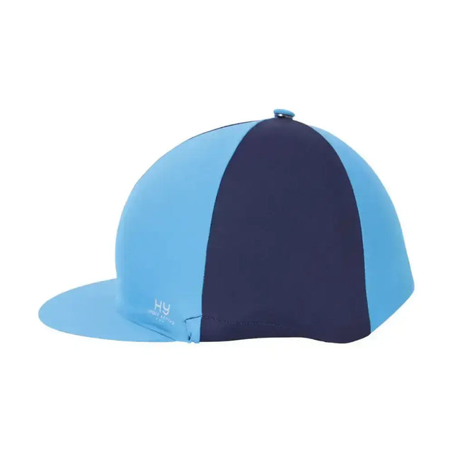 Two-tone blue hy sport active hat silk with helly hansen logo featuring light sky blue front and navy back perfect for coloured collections