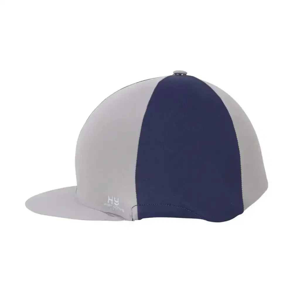 Navy and gray two-tone sport active hat silk with a silver hy sport button from coloured collections perfectly
