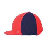 Red and navy blue two-tone sport active hat with a flat brim and small red button from silver hy sport coloured collections perfectly