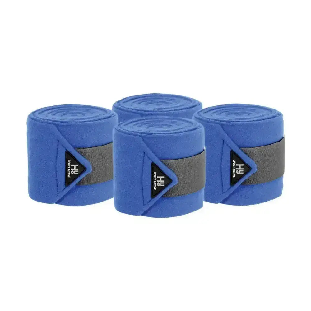 Blue horse wrap active luxury bandages with gray strap and black triangular logo for sport active luxury use