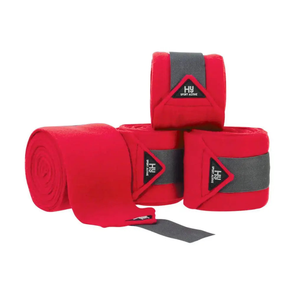 Hy Sport Active Luxury Bandages Rosette Red Cob/Full Leg Bandages Barnstaple Equestrian Supplies