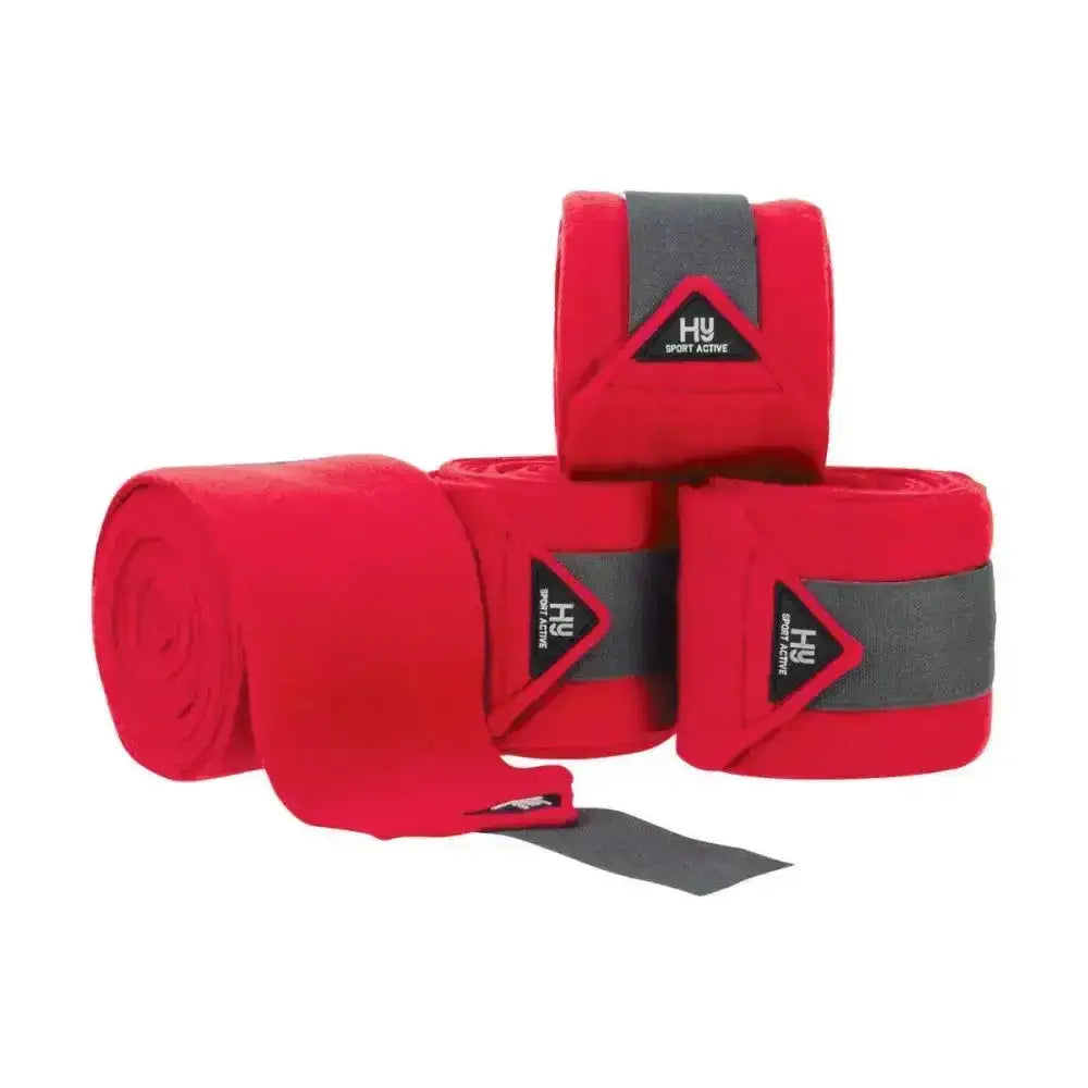 Red hy sport active luxury bandages with gray reinforced sections and black branding designed for sport active luxury use