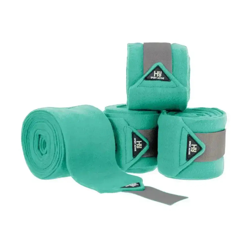Teal hy sport active luxury bandages with gray elastic bands and black triangular brand labels designed for performance