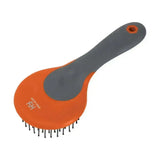 Orange and gray hy sport active mane and tail brush with black bristles and round head mane for grooming horses