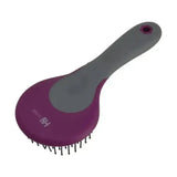 Hy sport active mane and tail brush with purple and gray round head and black bristles for sport active mane care