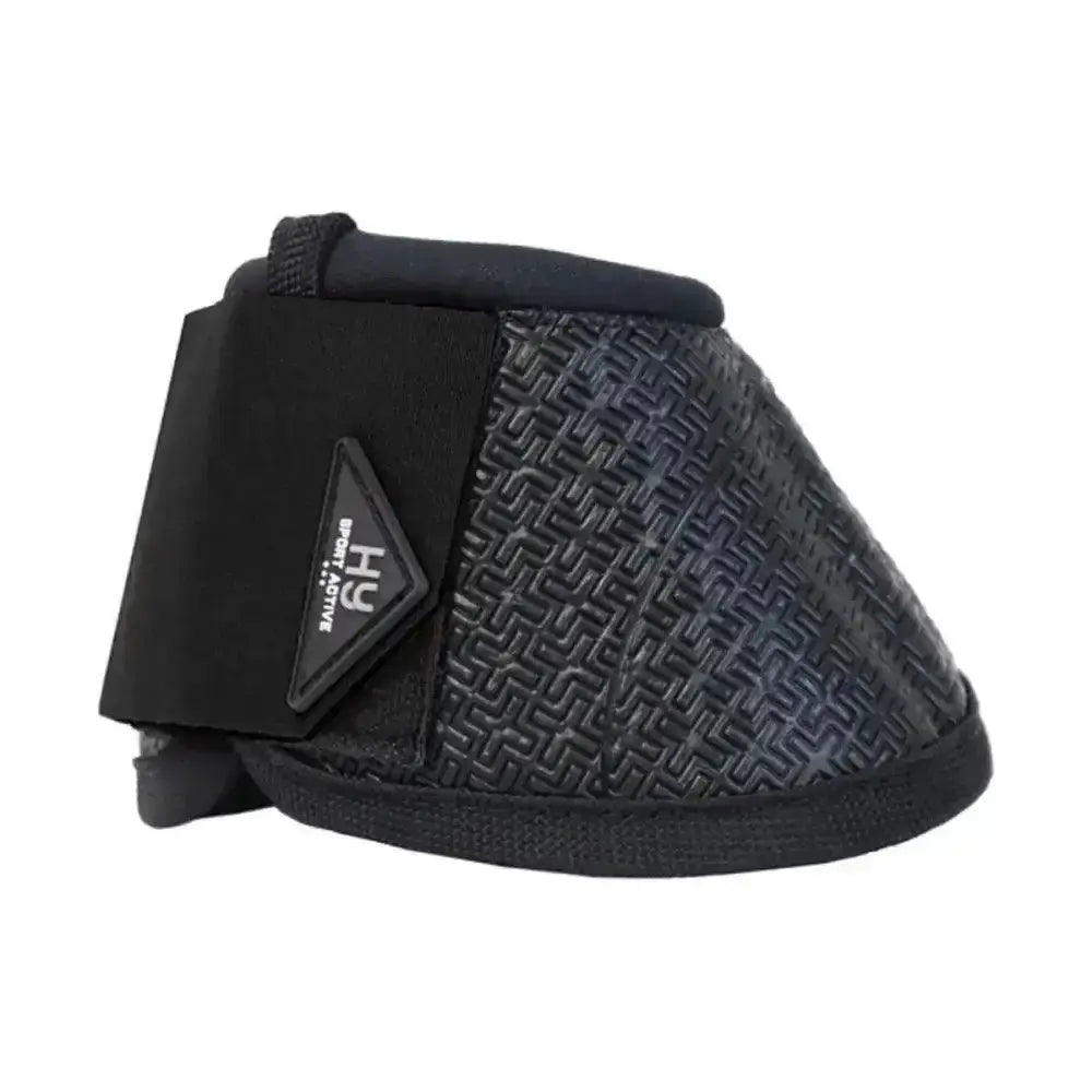Black hy sport active over reach boots with textured woven body and smooth strap with hy logo patch boots match perfectly