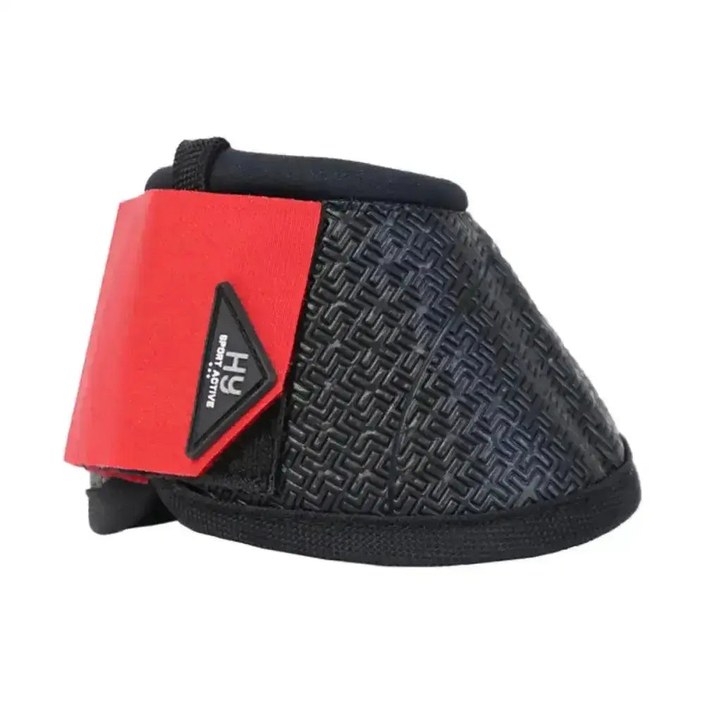 Black and red hy sport active over reach boots with woven texture and solid strap from the active colour collection