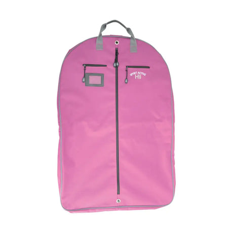 Pink hy sport active show jacket bag with gray zipper pulls and convenient carry handles for competition jackets and kit bags