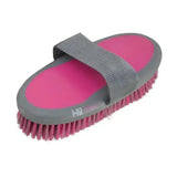 Pink and gray hy sport active sponge brush with soft grip strap super handy grooming brush for horses