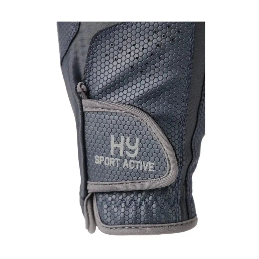 Hy Sport Active Young Rider Riding Gloves Black/Pencil Point Grey Small Riding Gloves Barnstaple Equestrian Supplies