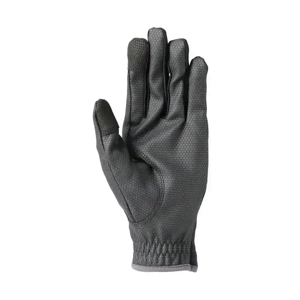 Black hy sport active young rider riding gloves with textured hexagonal pattern for high performance grip