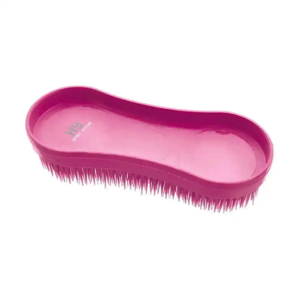 A vibrant pink hy sport miracle grooming brush with dense flexible bristles for effective miracle grooming