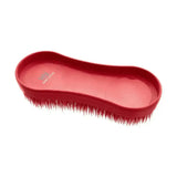 Red plastic hy sport miracle grooming horse brush with dense stiff bristles and contoured handle for grooming