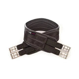 Black hycomfort waffle girth elasticated with silver buckles soft material and reinforced stitching for comfort