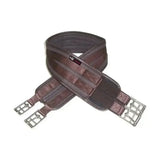 Brown hu brand hycomfort waffle girth with padded woven fabric and silver metal buckles super strong waffle girth