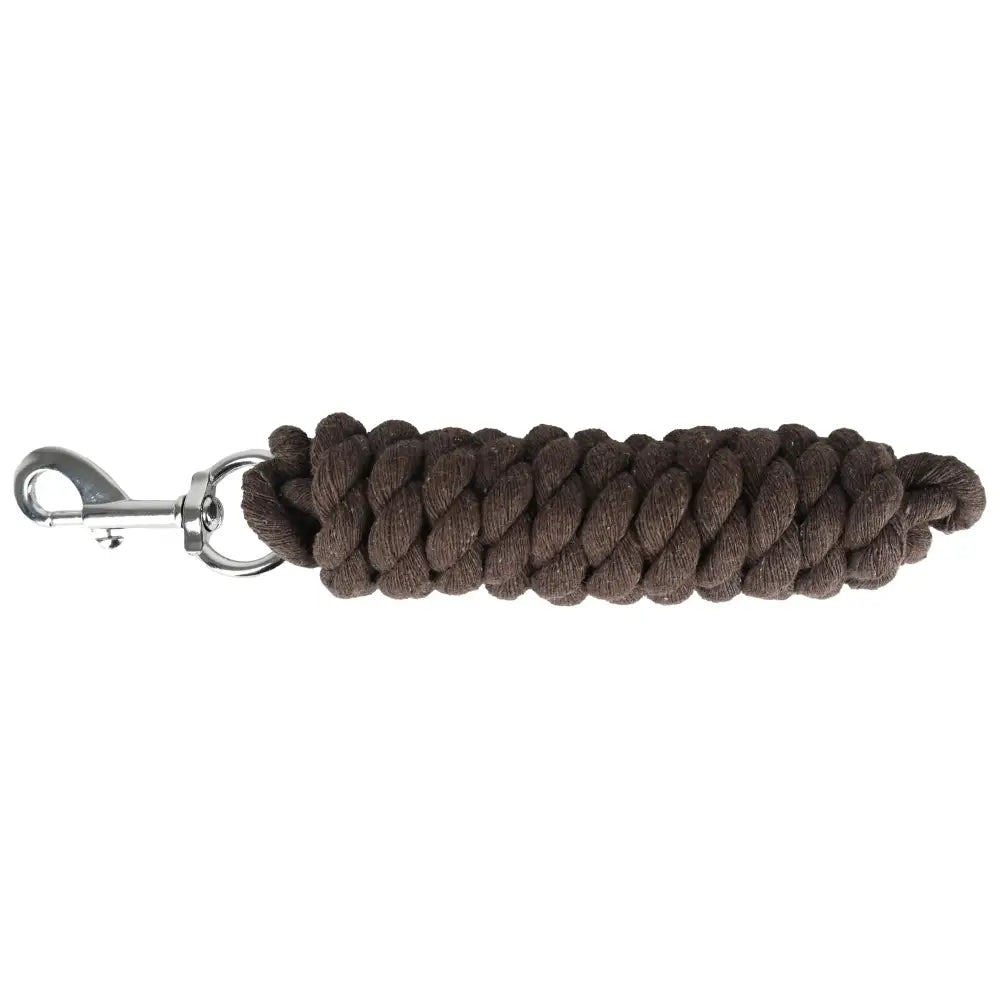 Brown braided cotton lead rope with silver metal swivel hook hyconic lead rope for durable handling