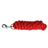Red braided cotton lead rope with silver metal clip in hyconic lead rope for easy horse handling