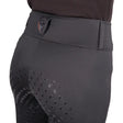 Black hyconic torrellas riding tights with textured perforated thigh pattern and branded waistband patch