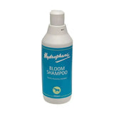 White plastic bottle of hydrophane bloom shampoo 500ml with blue label and green horse icon for rich cleansing frequent coat fresh use