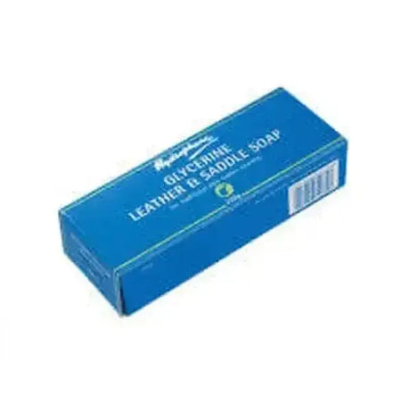 Blue rectangular box of hydrophane glycerine leather soap and saddle soap for cleaning leather tack