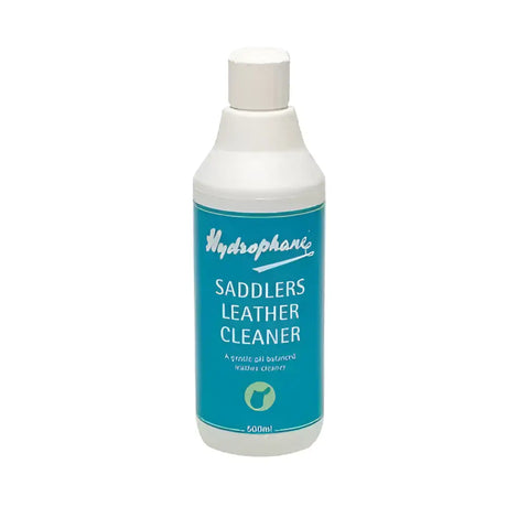 Hydrophane saddlers leather cleaner in a white 500ml bottle with teal label and cap gentle ph balanced formula