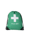 Hyhealth handy drawstring bag in green with instantly recognisable aid symbol and black trim for easy aid kits use