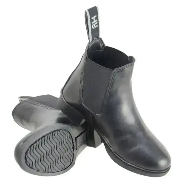 Black helly hansen hyland beverley synthetic jodhpur boots with elastic side panels and textured rubber sole