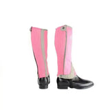 HyLAND Children's Two Tone Amara Half Chaps Pink/Grey Childs Large Riding Chaps