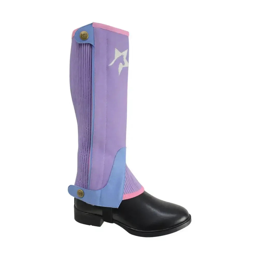 HyLAND Children's Zeddy Three Tone Amara Chaps Floral Lavender/Petrol Blue/Pink Powder Blush Child Medium Riding Chaps