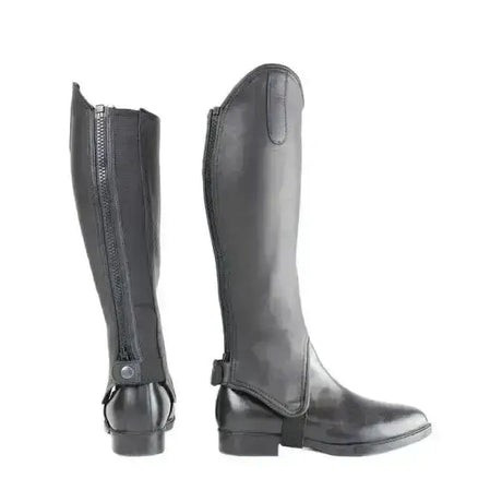 Black leather hyland leather riding gaiters with zipper closure and adjustable strap for quality leather riding gaiters