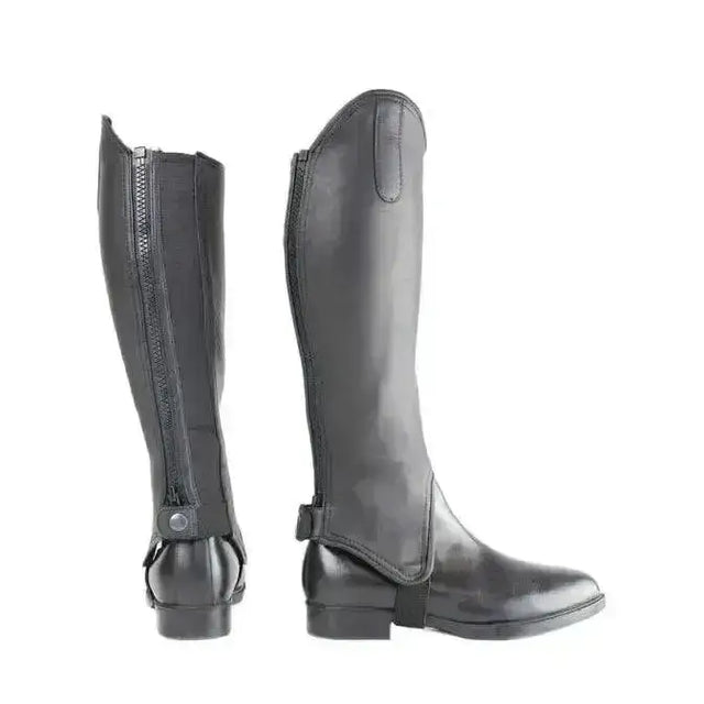 Black leather hyland leather riding gaiters with zipper closure and adjustable strap for quality leather riding gaiters