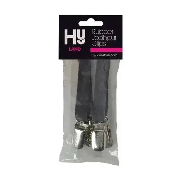 Hyland rubber jodhpur clips black rubber with silver metal clasps in clear package perfect for competition accessories