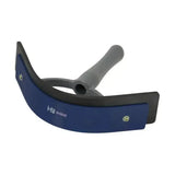 Blue and gray curved hyshine active groom two tone sweat scraper with rubber blade and soft touch grip for grooming
