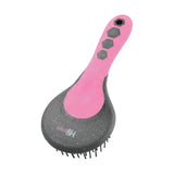 Pink and black hyshine glitter mane and tail brush with hexagonal grip and round head mane tail comb design