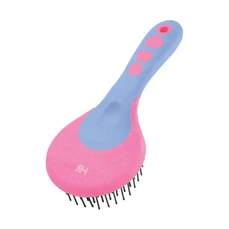 Hyshine glitter mane pink and blue round head mane and tail comb brush with black bristles for horses