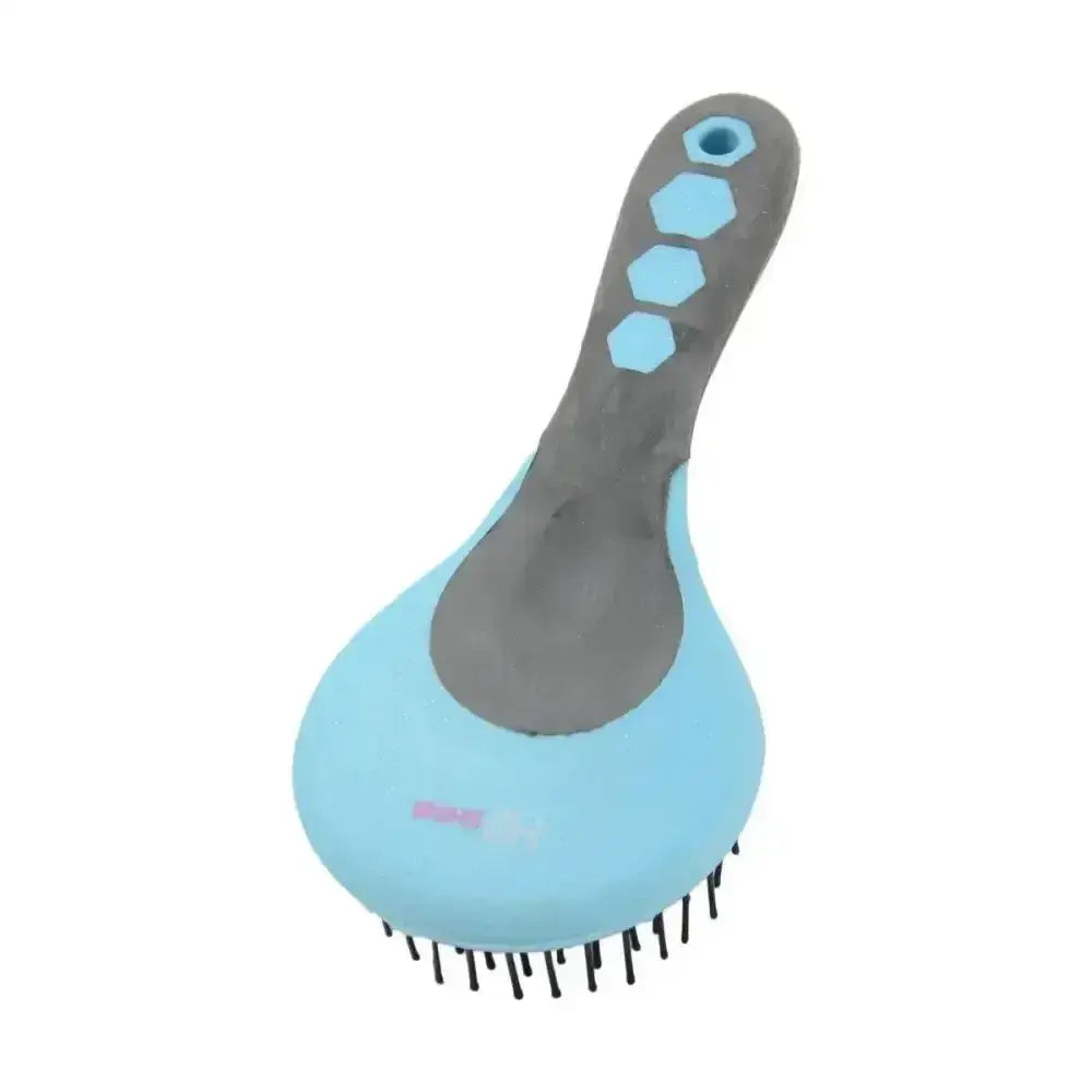 Hyshine glitter mane light blue and gray horse brush with hexagonal handle details perfect as round head mane tail comb