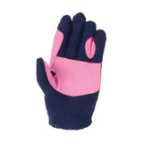A navy blue and pink cosy fleece riding glove with soft texture and reinforced pink patches from i love my pony collection fleece